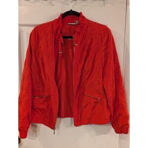 Zenergy by Chico's | Orange Harris Peggy Eyelet Zip Up Jacket